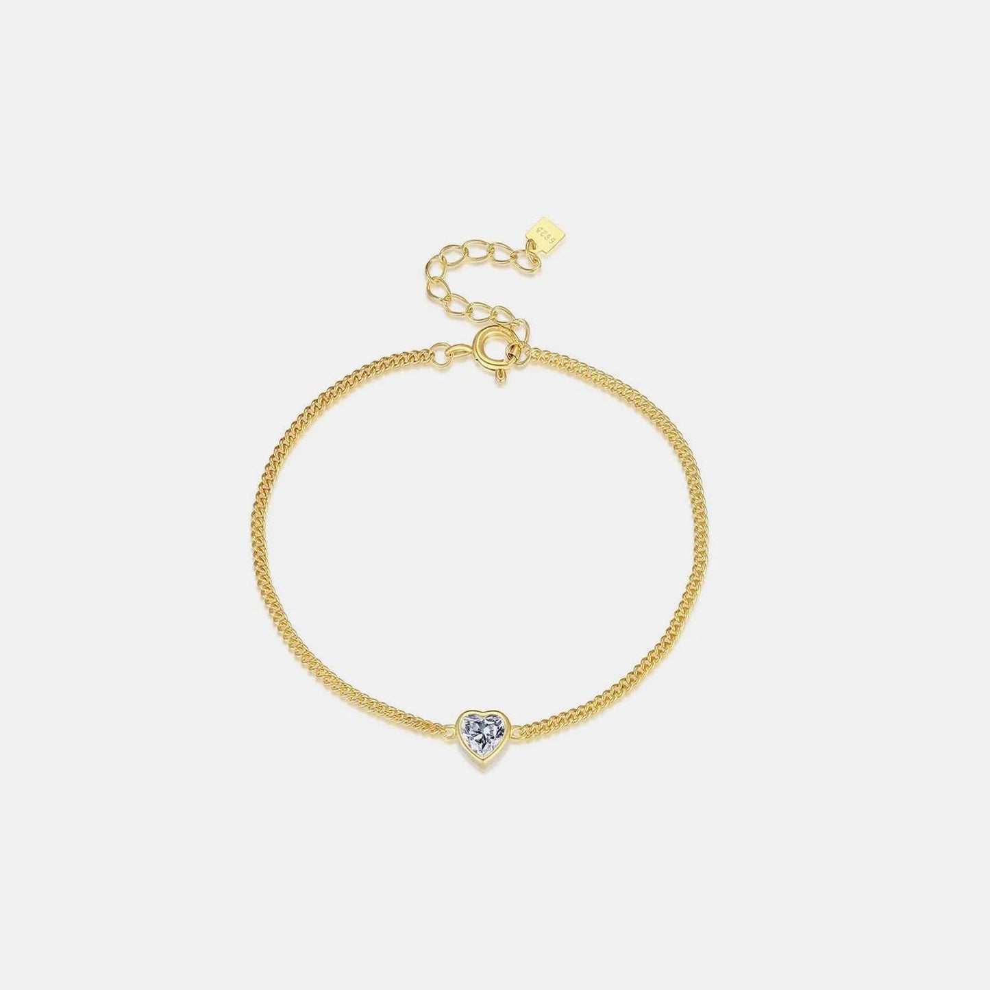 Heart Inlaid Zircon Spring Ring Closure Bracelet Gold One Size Bracelets - Tophatter Daily Deals