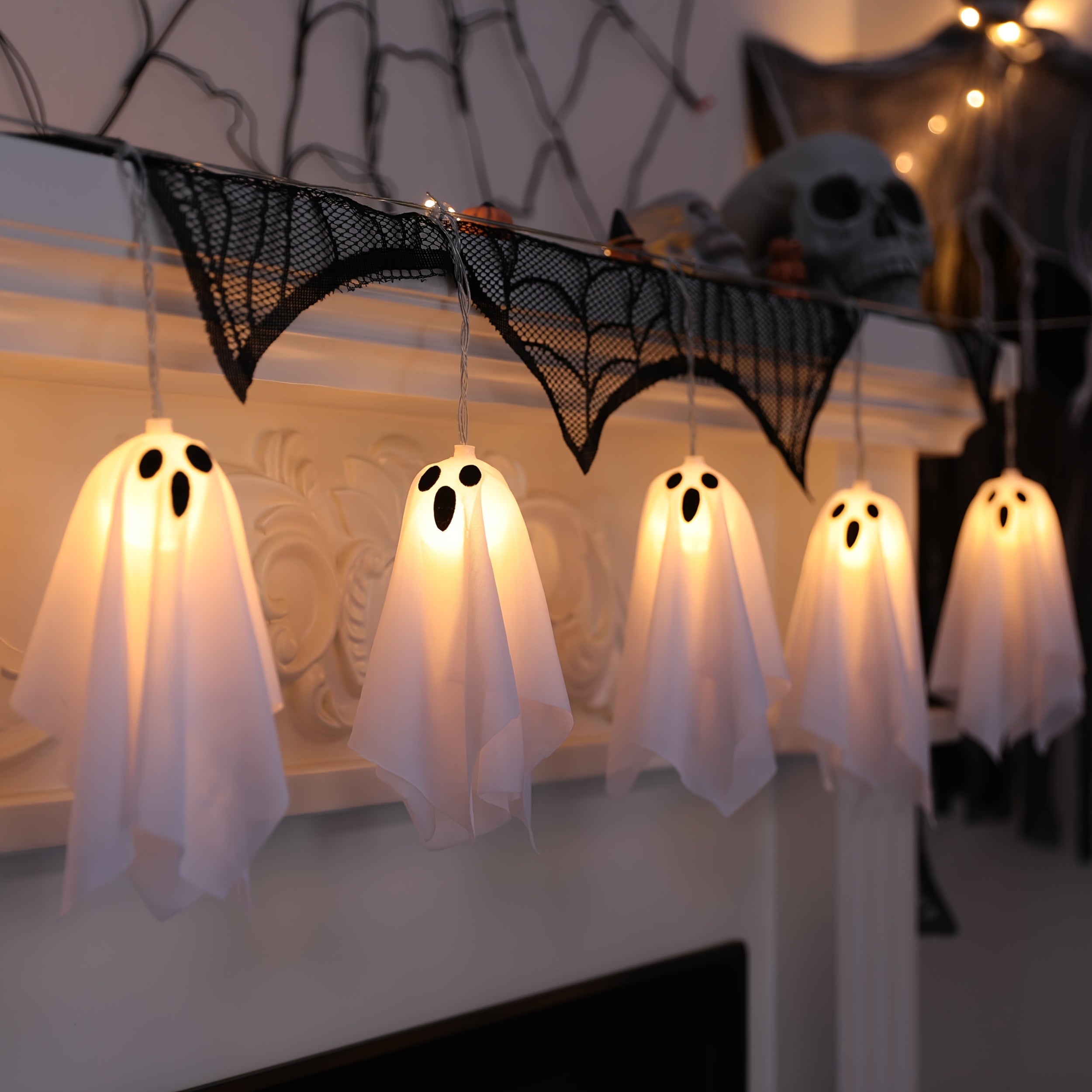 Halloween Ghost String Lights 10pcs with 8 Modes Halloween - Tophatter Daily Deals