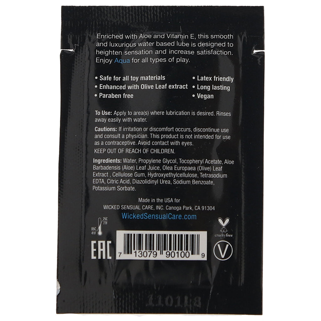 Aqua Fragrance Free Water Based Lube .10oz/3ml - Tophatter's Adult Products Lubes and Lotions > Water Based Sex Lubes - Tophatter Daily Deals