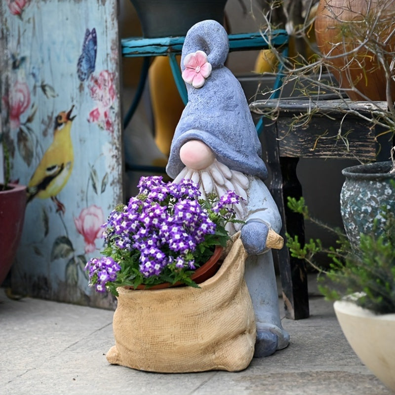 Gnome Garden Statue Planter with Drainage Hole Lawn Ornaments & Garden Sculptures - Tophatter Daily Deals