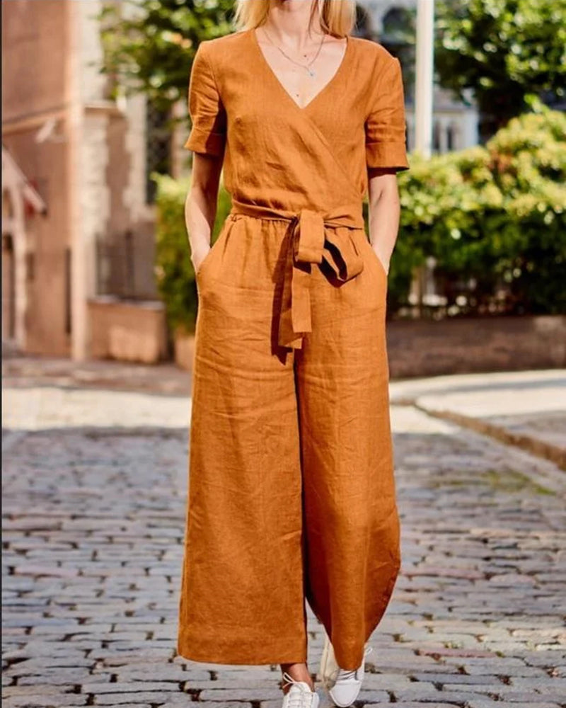 Romper Jumpsuit with Belt Khaki Jumpsuits & Rompers - Tophatter Daily Deals