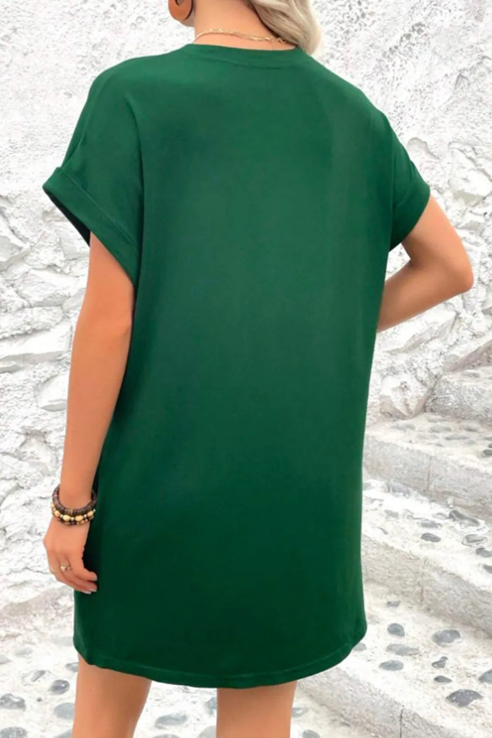 Pocketed Round Neck Short Sleeve Dress Casual Dresses - Tophatter Daily Deals