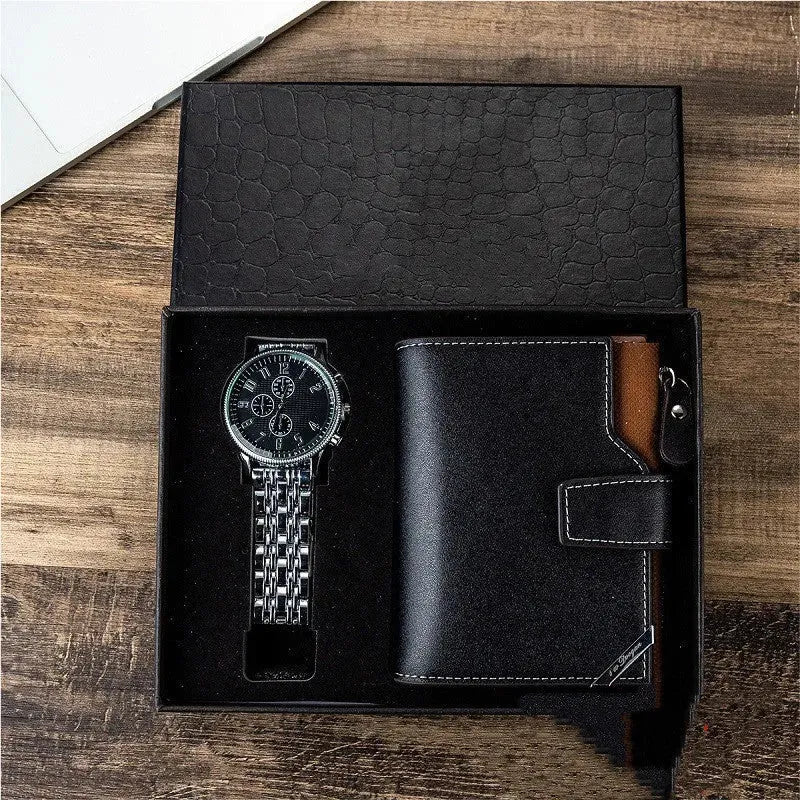 Luxury Business Watch Leather Bag Wallet Gift Set Men Noah Set Bracelets - Tophatter Daily Deals