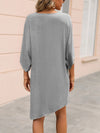 Round Neck Three-Quarter Sleeve Tee Dress Casual Dresses - Tophatter Daily Deals