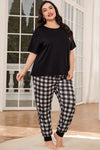 Plus Size Round Neck Short Sleeve Two-Piece Lounge Set Loungewear Sets - Tophatter Daily Deals