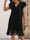 Ruffled V-Neck Cap Sleeve Dress Casual Dresses - Tophatter Daily Deals