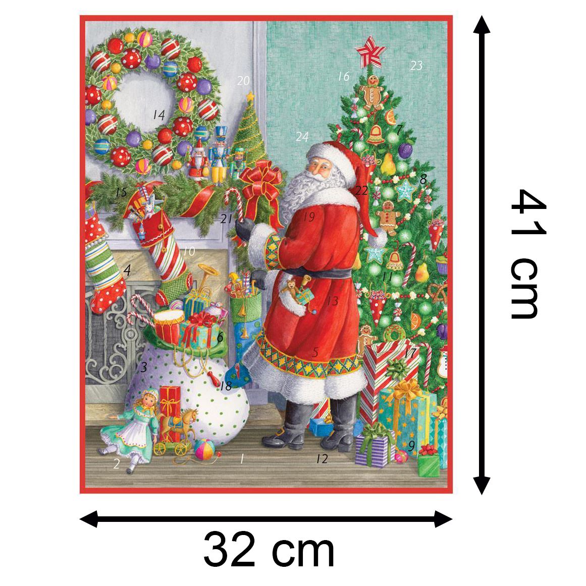 Santa at the Mantel Christmas Advent Calendar | Picture Advent Calendar 41x32cm Advent Calendar - Tophatter Daily Deals