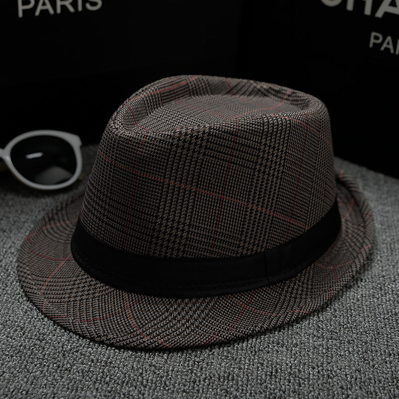 British Houndstooth European And American Sun Hats For Men Stripes coffee 58cm 0 - Tophatter Daily Deals
