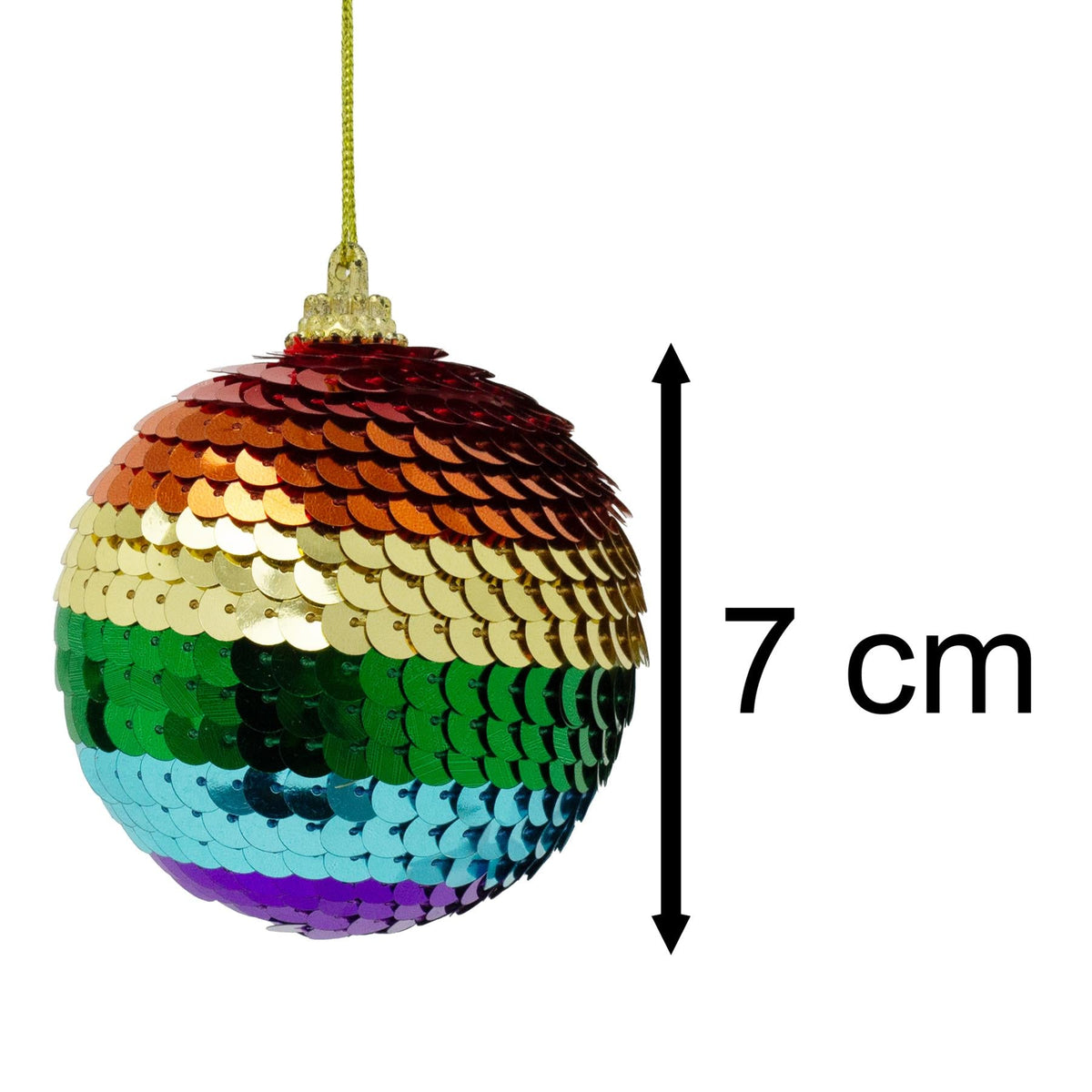Rainbow Sequin Christmas Bauble | Multicoloured Christmas Tree Ornament - 7cm Baubles - Tophatter Daily Deals