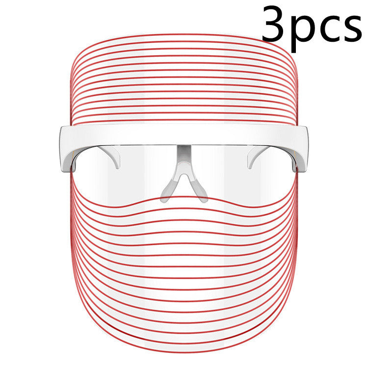 7 Color LED Mask Red Light Therapy Skin Rejuvenation Massager Beauty Home Skin Face Whitening Anti Aging SPA Device As shown 3pcs USB 0 - Tophatter Daily Deals