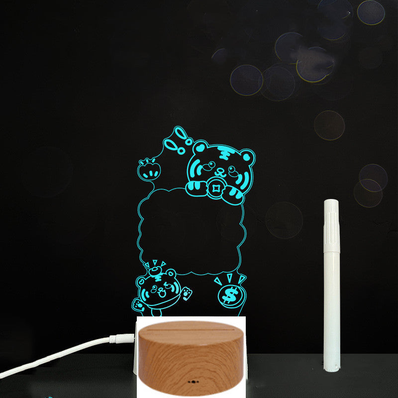 3D Acrylic Board Handwriting Message Board LED Light Style10 Wood grain A 0 - Tophatter Daily Deals
