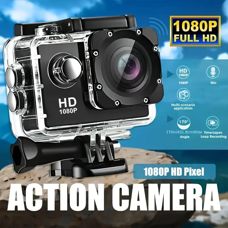 Ultra HD 1080P Action Camera – 140° Wide Angle, Fisheye Lens, LCD Display Cameras & Drones - Tophatter Daily Deals