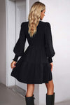 Smocked Lantern Sleeve Mini Dress Casual Dresses - Tophatter Daily Deals