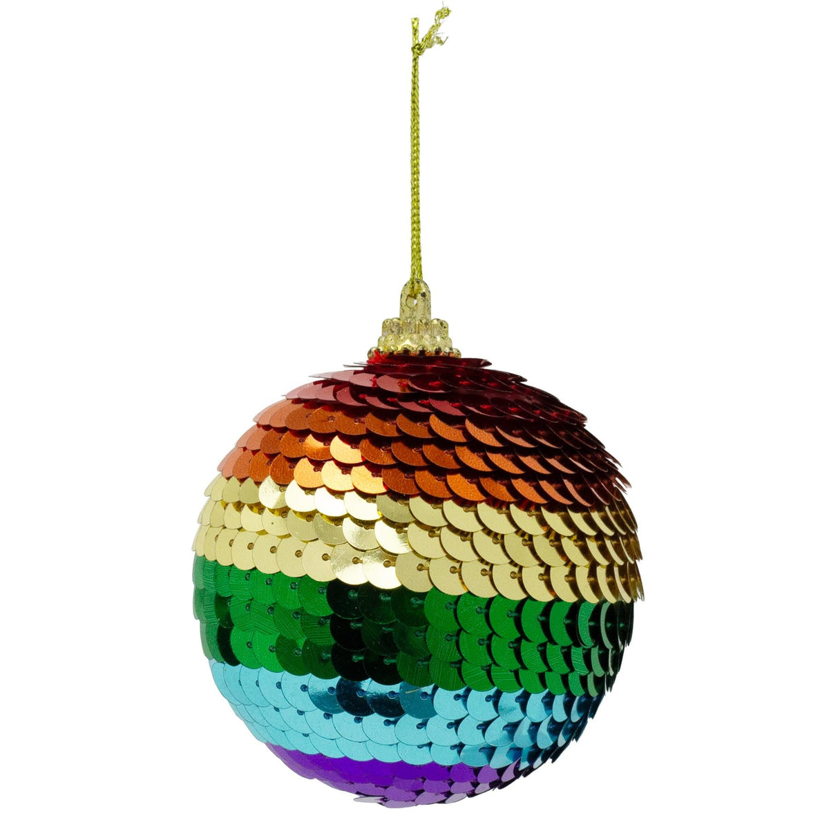 Rainbow Sequin Christmas Bauble | Multicoloured Christmas Tree Ornament - 7cm Baubles - Tophatter Daily Deals
