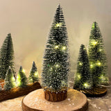 LED Bottle Brush Christmas Tree | Snowy Green Pine Christmas Village Tree 30cm LED Light - Tophatter Daily Deals