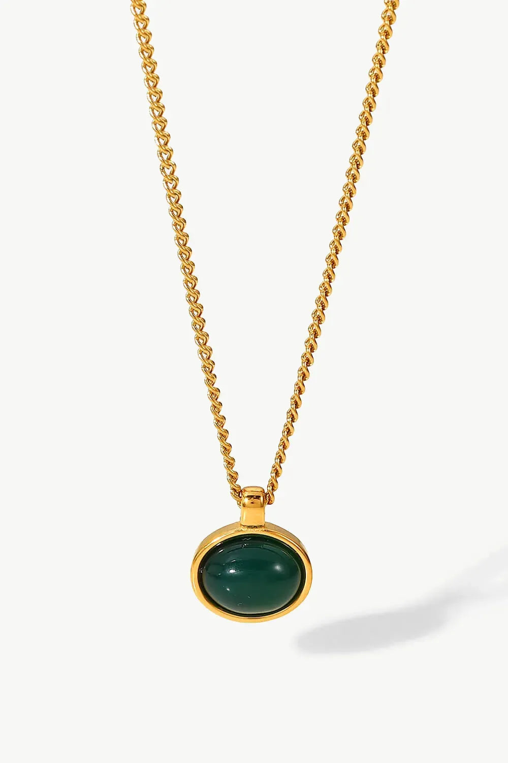 Natural Stone Geometric Pendant Necklace Green One Size Necklaces - Tophatter Daily Deals