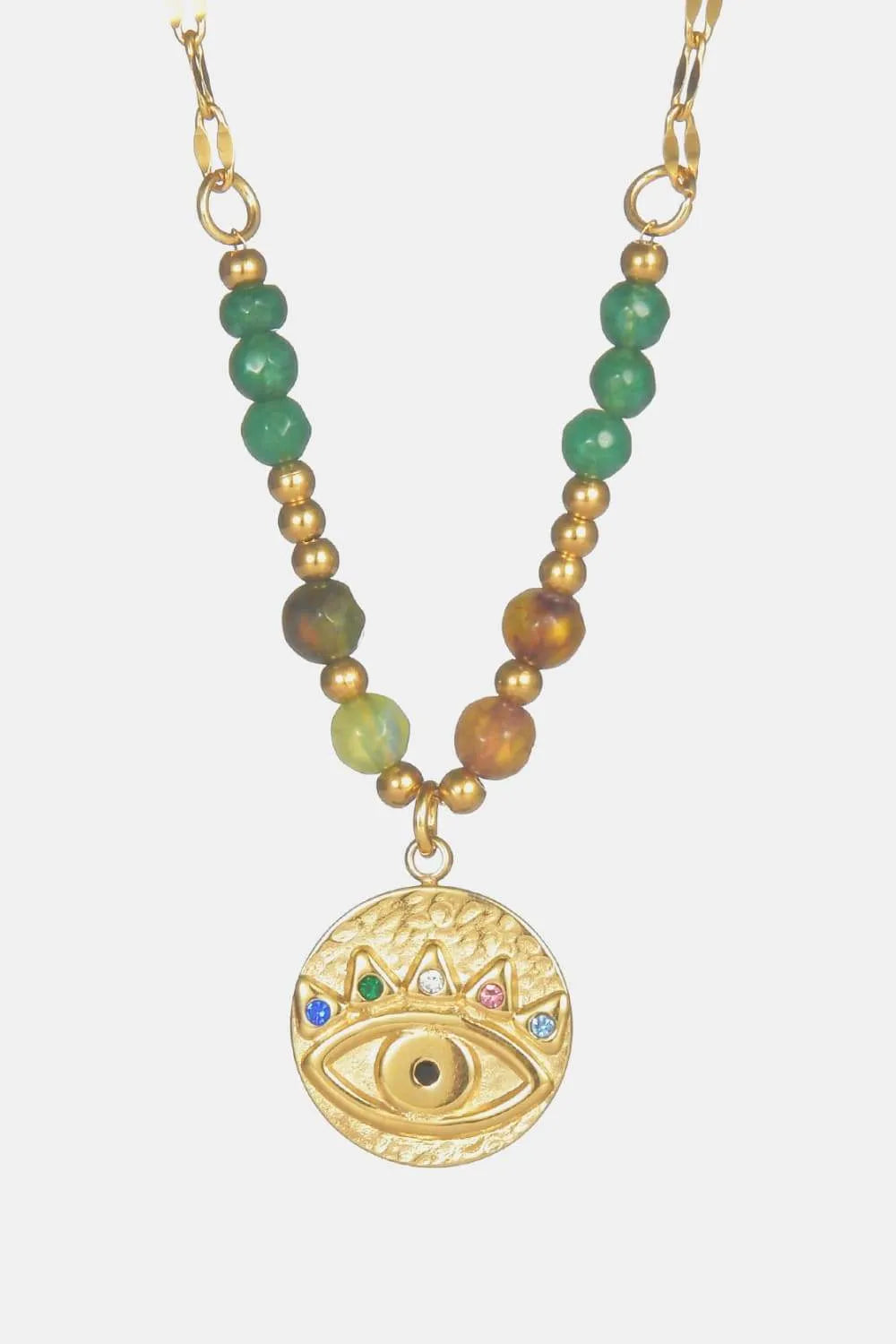 Evil Eye Design 18K Gold Plated Pendant Necklace Necklaces - Tophatter Daily Deals