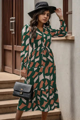 Printed Tied Pocketed Lantern Sleeve Dress Casual Dresses - Tophatter Daily Deals