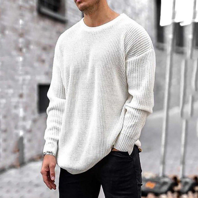 Soft Classic Men's Waffle Knit Sweater - Crew Neck Acrylic 3D Changing Face Moving Picture Frame - Tophatter Daily Deals