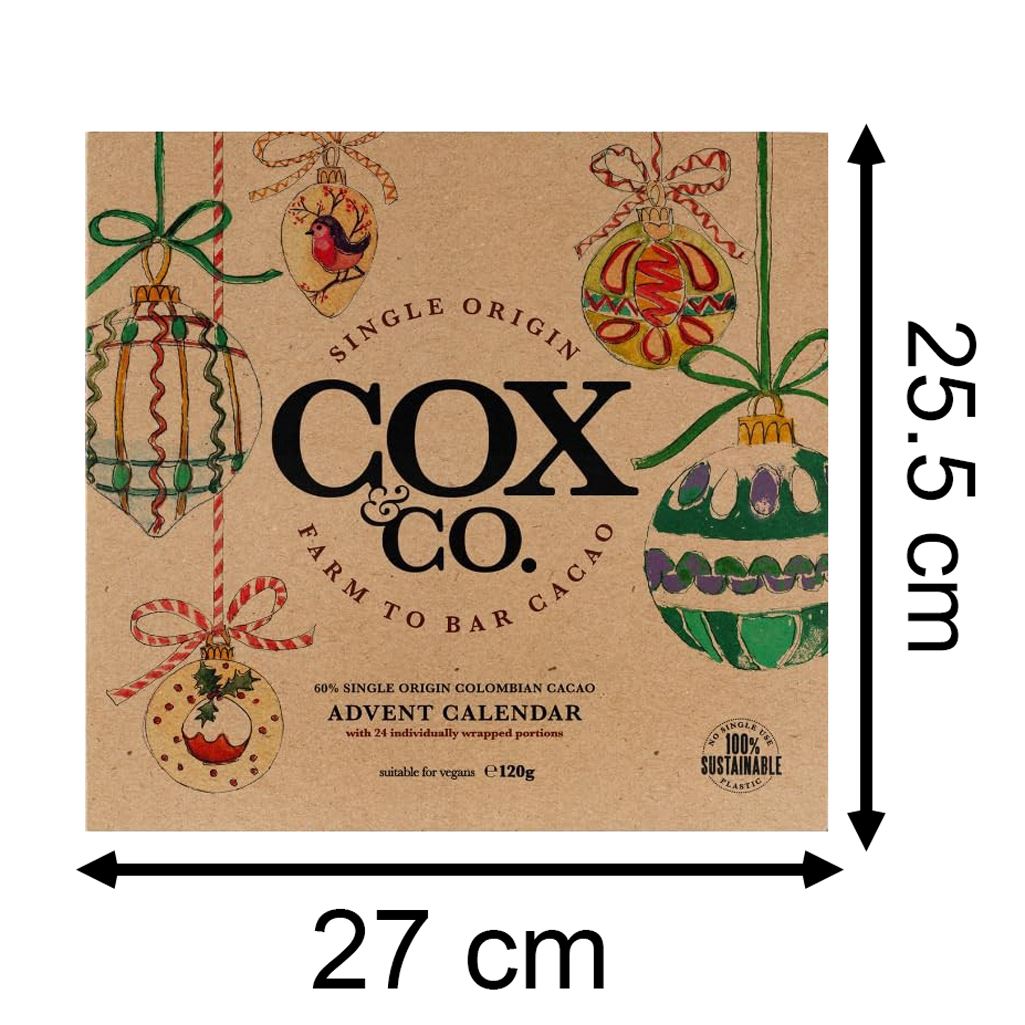 Cox & Co. 60% Single-Origin Dark Chocolate Christmas Advent Calendar for Adults Advent Calendar - Tophatter Daily Deals