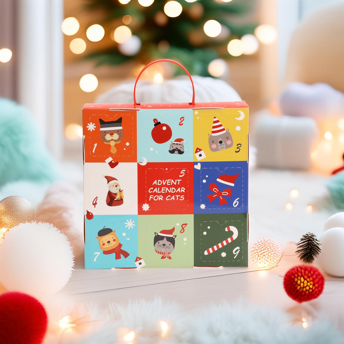 Cat Toy Advent Calendar | 9-Piece Festive Countdown Christmas Cat Toys Advent Calendar - Tophatter Daily Deals
