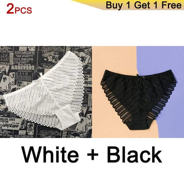 Sexy Lingerie Panties Women's Ladies Panties 2 Items White black One size 0 - Tophatter Daily Deals
