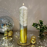 The Colour Emporium Gilded Silver Hand-dipped Christmas Advent Pillar Candle Advent Candle - Tophatter Daily Deals
