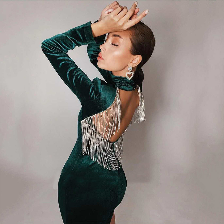 Bandage Dress Sexy Leaky Back Tight Party Dress 0 - Tophatter Daily Deals