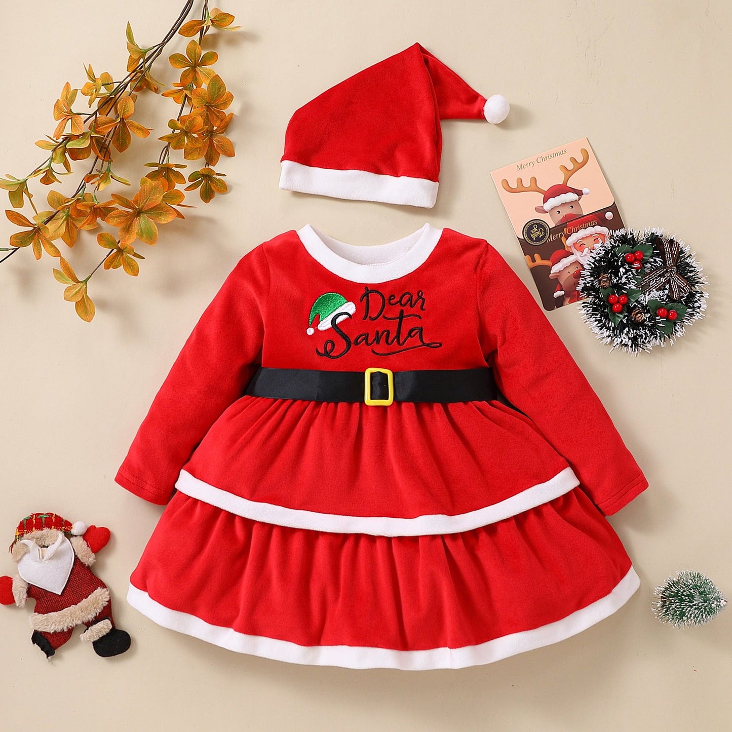 1-5 Years Christmas Winter Girls dress Red2 21 0 - Tophatter Daily Deals