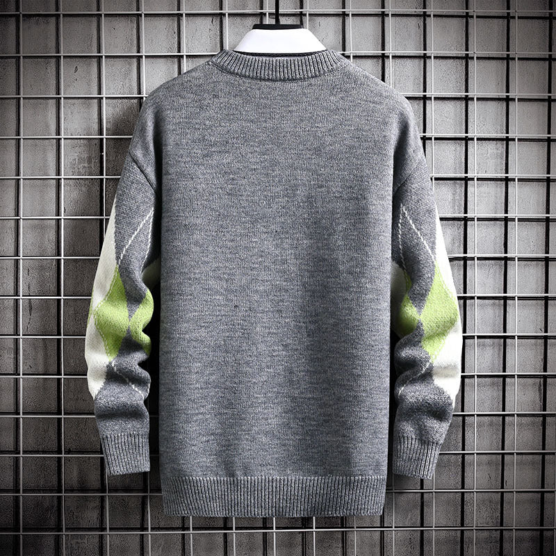 Soft Men's Sweater - Round Neck Argyle, Acrylic, Winter 3D Changing Face Moving Picture Frame - Tophatter Daily Deals