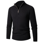 Fitted Men's Half Turtleneck Zip Sweater - Ribbed Knit Black 3D Changing Face Moving Picture Frame - Tophatter Daily Deals