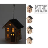 Mini LED Christmas House Bauble | Light-up Wooden Christmas House Tree Ornament Baubles - Tophatter Daily Deals