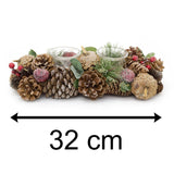 32cm Traditional Christmas Double Tealight Candle Holder | Twin Christmas Garland Tea Light Holder | Christmas Candle Centerpiece Candle Holder - Tophatter Daily Deals