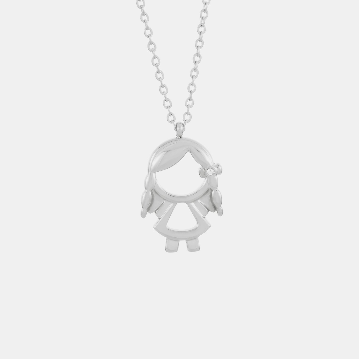 Pendant Rhinestone Stainless Steel Necklace Silver Girl One Size Necklaces - Tophatter Daily Deals