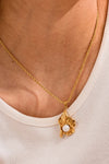 Pearl Trim Pendant Stainless Steel Necklace Necklaces - Tophatter Daily Deals