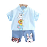 Boys Summer Cartoon Cute Casual Cotton T-shirt Short Sleeve Shorts Suit 0 - Tophatter Daily Deals