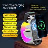 A Bluetooth Speaker Six-in-one Wireless Charger Large G Ambience Light Alarm Clock Microphone Audio 0 - Tophatter Daily Deals