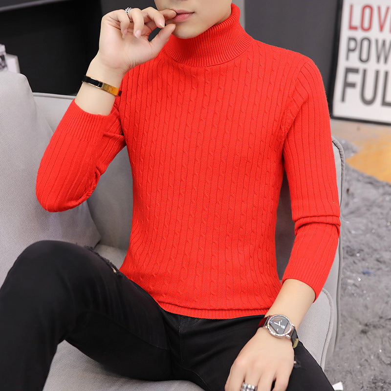 Fitted Men’s Turtleneck Sweater - Slim Fit Cotton Blend Red 3D Changing Face Moving Picture Frame - Tophatter Daily Deals