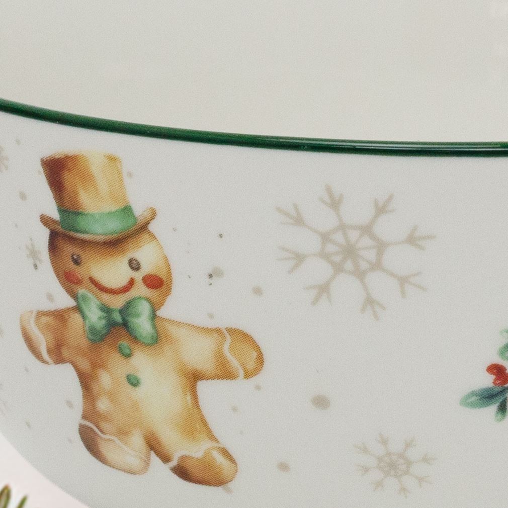 Gingerbread Christmas Bowl | Ceramic Bowl for Snacks, Soups & Desserts Bowl - Tophatter Daily Deals