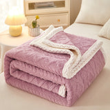 Blanket Double Thickened Warm Coral Fleece Sofa Blanket Purple 0 - Tophatter Daily Deals