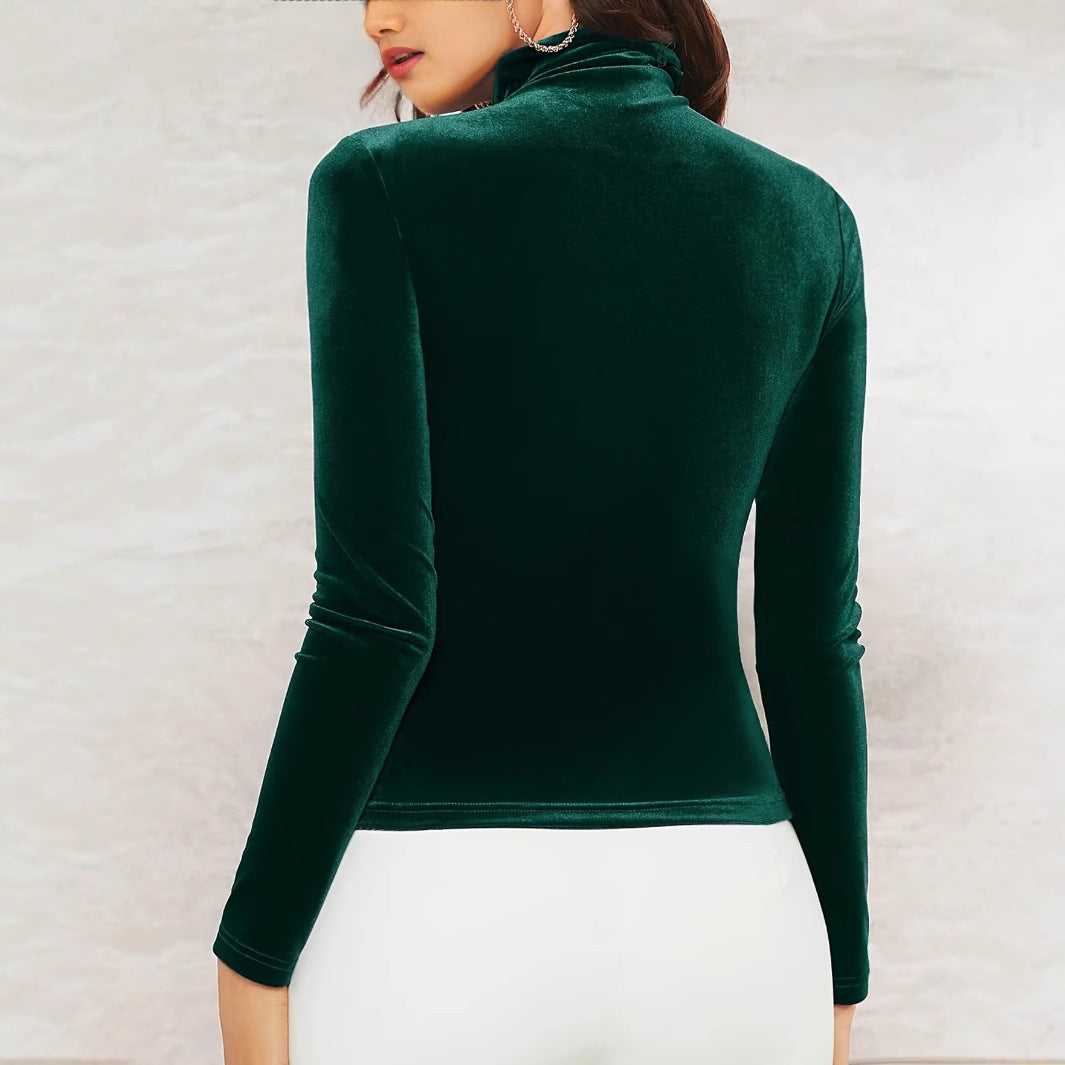Soft Women’s Turtleneck Top - Slim Fit, Velvet, Evening 3D Changing Face Moving Picture Frame - Tophatter Daily Deals