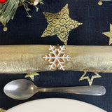 Set of 4 Silver White Festive Napkin Holders | Snowflake Christmas Napkin Rings Napkin Rings - Tophatter Daily Deals