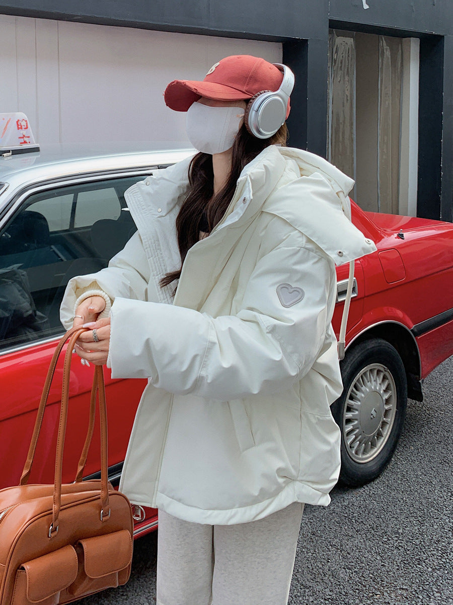 Warm Women’s Down Jacket - Short Boxy Cut, Polyester, Daily White 3D Changing Face Moving Picture Frame - Tophatter Daily Deals