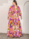 Plus Size Printed Tie Neck Maxi Dress Casual Dresses - Tophatter Daily Deals