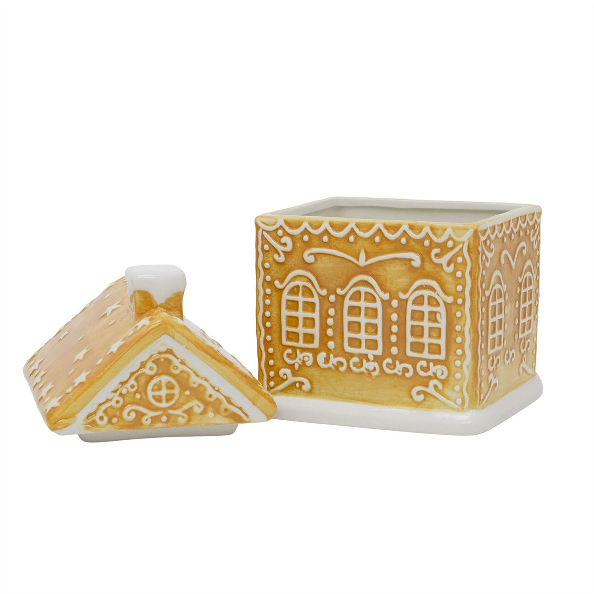 Gingerbread House Cookie Jar | Christmas Ceramic Biscuit Barrel with Lid - 23cm Jar - Tophatter Daily Deals