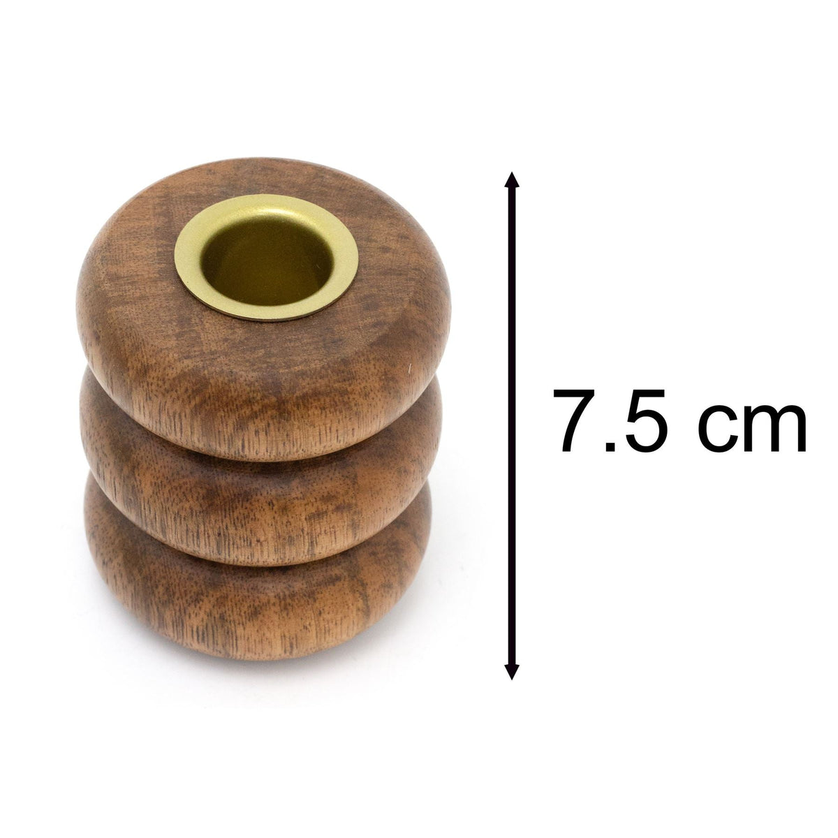 Walnut Ribbed Wooden Candlestick | Rustic Candle Holder for Taper Candles - 7cm Candlestick - Tophatter Daily Deals