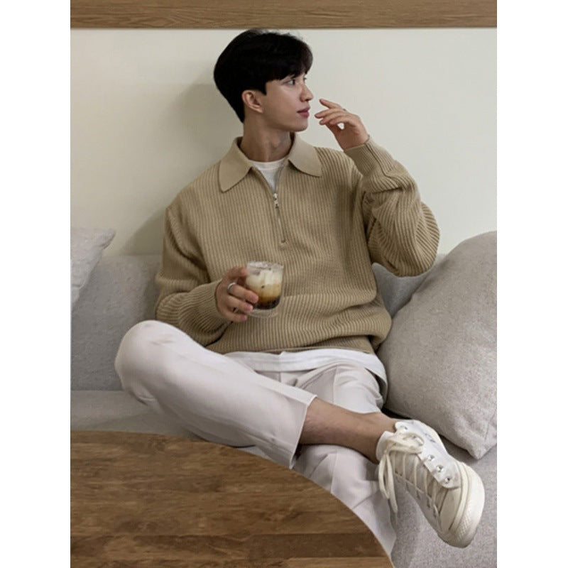 Fitted Men's Sweater Coat - Zip Collar, Ribbed Knit, Casual 3D Changing Face Moving Picture Frame - Tophatter Daily Deals