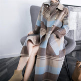 Warm Women's Checked Wool Mid-Length Coat - Double-Breasted 3D Changing Face Moving Picture Frame - Tophatter Daily Deals