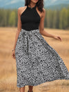 Leopard Halter Neck Midi Dress Casual Dresses - Tophatter Daily Deals