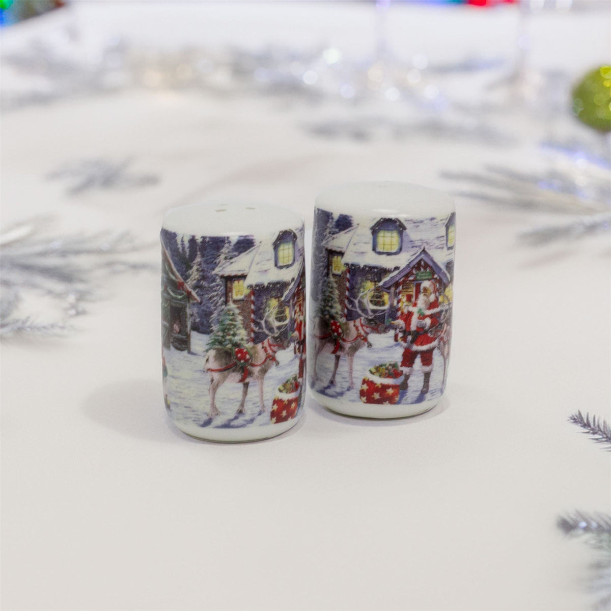 Santa Workshop Christmas Salt and Pepper Pots | Festive Salt & Pepper Set Salt and Pepper Shakers - Tophatter Daily Deals